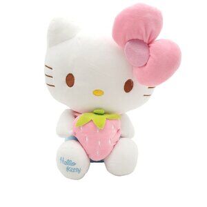 Sanrio Hello‎ Kitty Pink Strawberry Stuffed Animal Plush Toy 16" EUC Red Stripes